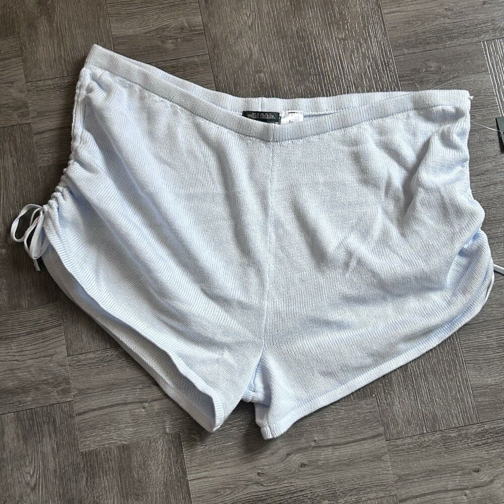 Wild Fable Women’s Knit Ruched Side Shorts Light Blue Size L NWT